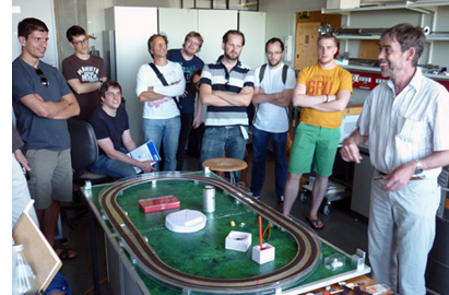 Prof. Reinhold Kleiner (on the right) and PhD students