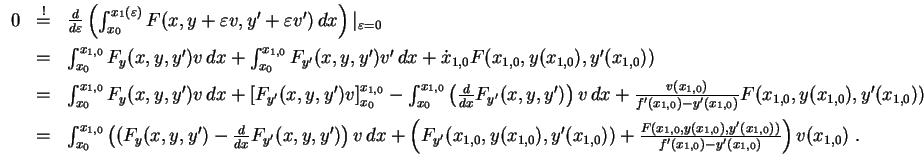 $ \mbox{$\displaystyle
\begin{array}{rcl}
0
& \stackrel {!}{=} & \frac{d}{d\va...
...'(x_{1,0}))}{f'(x_{1,0}) - y'(x_{1,0})}\right) v(x_{1,0})\; .\\
\end{array}$}$