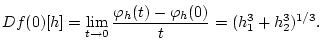 $\displaystyle Df(0)[h]=\lim _{t\to 0}\frac{\varphi _{h}(t)-\varphi _{h}(0)}{t}=(h_{1}^{3}+h_{2}^{3})^{1/3}.$