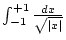 $ \int _{-1}^{+1}\frac{dx}{\sqrt{\vert x\vert}} $