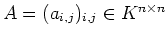 $ \mbox{$A = (a_{i,j})_{i,j}\in K^{n\times n}$}$