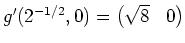 $ \mbox{$g'(2^{-1/2},0) = \begin{pmatrix}\sqrt{8}&0\end{pmatrix}$}$