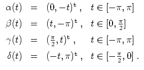 $ \mbox{$\displaystyle
\begin{array}{rcll}
\alpha(t) &=& (0,-t)^\text{t}\; , & ...
...ta(t) &=& (-t,\pi)^\text{t}\; , & t\in [-\frac{\pi}{2},0]\;. \\
\end{array}$}$