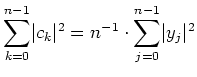 $ \mbox{${\displaystyle\sum_{k = 0}^{n-1}} \vert c_k\vert^2 = n^{-1}\cdot{\displaystyle\sum_{j = 0}^{n-1}} \vert y_j\vert^2$}$